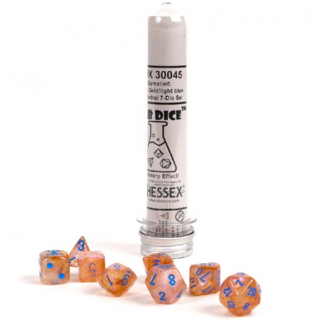 Zaruri - Chessex Borealis Polyhedral Dice Set Rose Gold/light blue Luminary (7 dice)