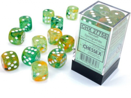 Zaruri - Chessex Nebula Dice Block 16mm Spring/white Luminary D6 (12 dice)