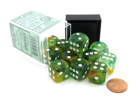 Chessex Nebula Dice Block 16mm Spring/white Luminary D6 (12 dice) [3]