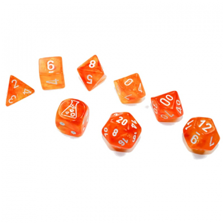 Chessex Borealis Polyhedral Dice Set Blood Orange/white Luminary (7 dice) (with bonus die) [2]