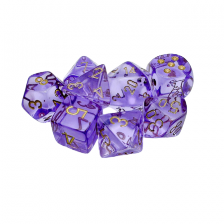 Zaruri - Chessex Borealis Polyhedral Dice Set Lavender/gold Translucent (7 dice) (with bonus die)