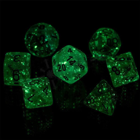 Chessex Borealis Polyhedral Dice Set Light Green/gold Luminary (7 dice) [1]