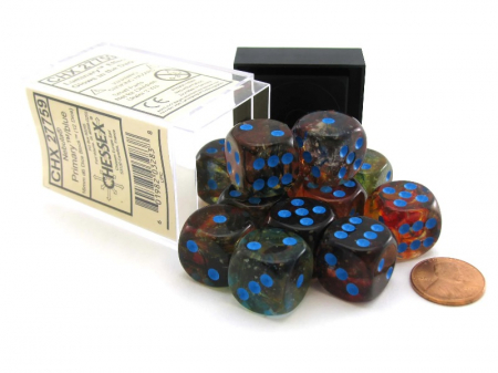 Chessex Nebula Dice Block 16mm Primary/blue Luminary D6 (12 dice) [3]