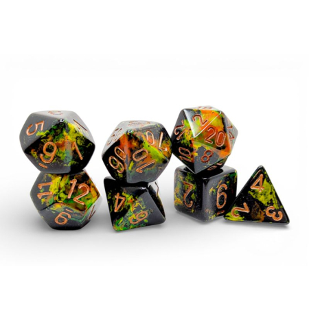 Chessex Brush Polyhedral Deep Forest/gold (7 dice) [1]
