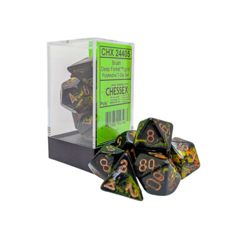 Chessex Brush Polyhedral Deep Forest/gold (7 dice) [2]