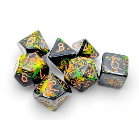 Zaruri - Chessex Brush Polyhedral Deep Forest/gold (7 dice)