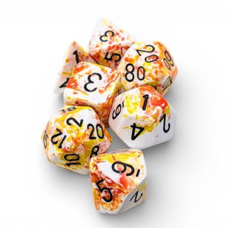 Zaruri - Chessex Brush Polyhedral Sunrise/black (7 dice)