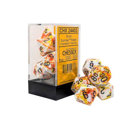 Chessex Brush Polyhedral Sunrise/black (7 dice) [2]