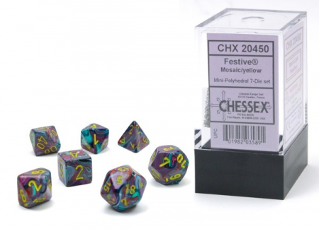 Accesorii - Chessex Festive Mini-Polyhedral Dice Set Mosaic/yellow (7 dice)