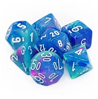 Zaruri - Chessex Festive Polyhedral Dice Set Waterlily/white (7 dice)