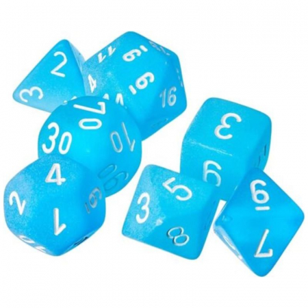 Zaruri - Chessex Frosted Mini-Polyhedral Dice Set Carribean Blue/white (7 dice)
