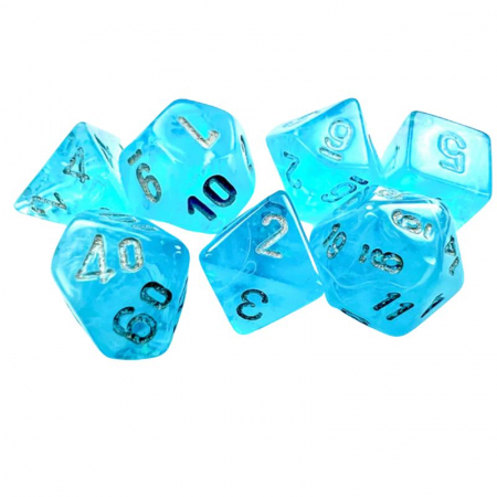 Zaruri - Chessex Luminary Mini-Polyhedral Dice Set Sky/silver (7 dice)