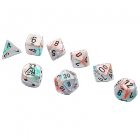 Zaruri - Chessex Lustrous Polyhedral Dice Set Sea Shell/black Luminary (7 dice) (with bonus die)