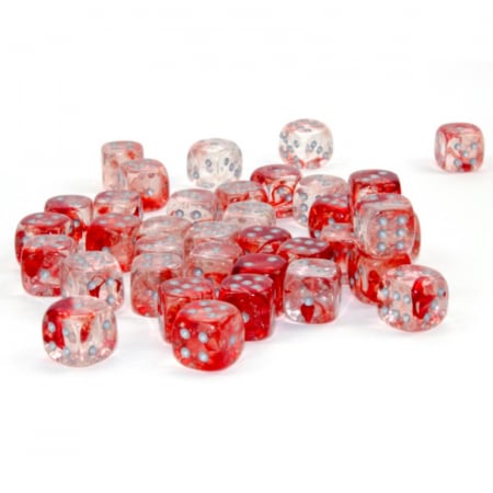 Zaruri - Chessex Nebula Dice Block 12 mm Red/silver Luminary D6 (36 dice)