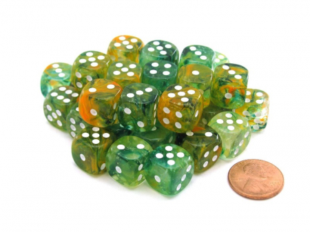 Zaruri - Chessex Nebula Dice Block 12 mm Spring/white Luminary D6 (36 dice)