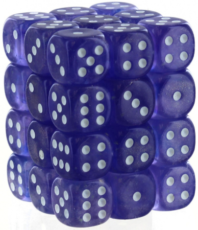Chessex Borealis Dice Block 12mm Purple/white Luminary D6 (36 dice) [1]
