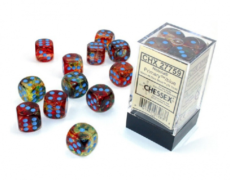 Zaruri - Chessex Nebula Dice Block 16mm Primary/blue Luminary D6 (12 dice)