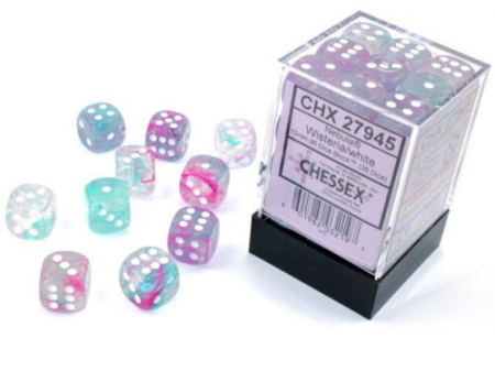 Zaruri - Chessex Nebula Dice Block 12mm Wisteria/white Luminary D6 (36 dice)
