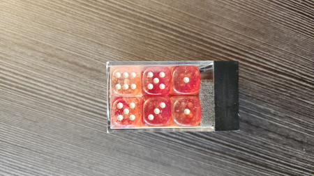 Chessex Nebula Dice Block 16mm Red/silver Luminary D6 (12 dice) [3]