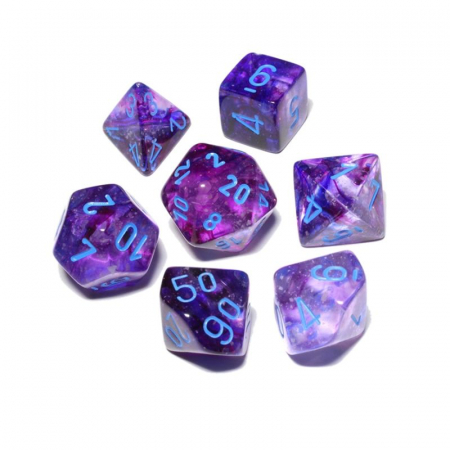 Zaruri - Chessex Nebula Mini-Polyhedral Dice Set Nocturnal/blue Luminary (7 dice)