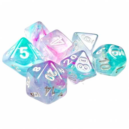 Zaruri - Chessex Nebula Mini-Polyhedral Dice Set Wisteria/white (7 dice)
