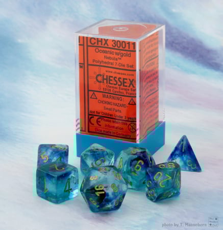 Chessex Nebula Polyhedral Dice Set Oceanic/gold Luminary (7 dice) [2]