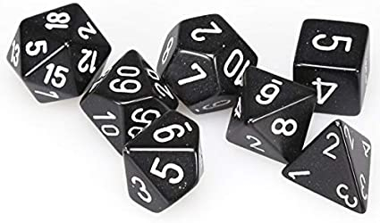 Zaruri - Chessex Opaque Polyhedral Dice Set Black/white (7 dice)