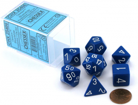 Zaruri - Chessex Opaque Polyhedral Dice Set Blue/white (7 dice)