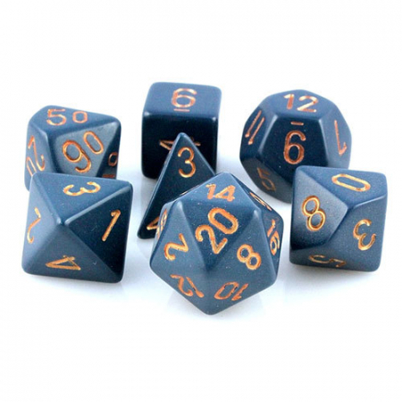 Zaruri - Chessex Opaque Polyhedral Dice Set Dusty Blue Copper (7 dice)