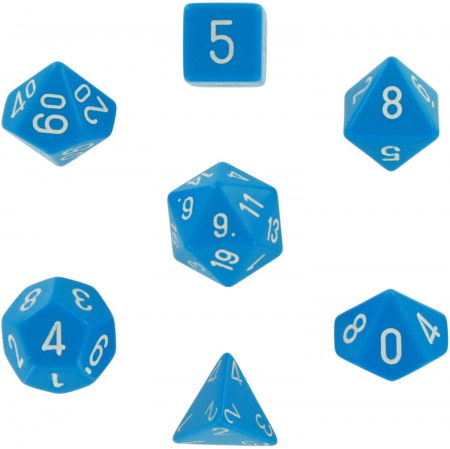 Zaruri - Chessex Opaque Polyhedral Dice Set Light Blue/white (7 dice)