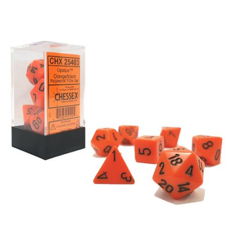 Zaruri - Chessex Opaque Polyhedral Dice Set Orange/black (7 dice)