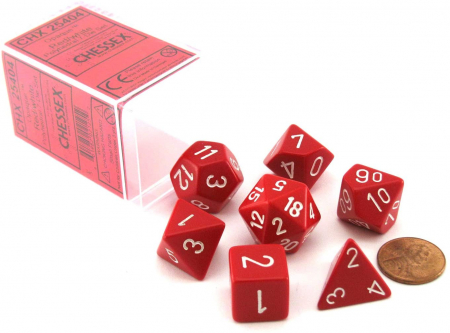 Zaruri - Chessex Opaque Polyhedral Dice Set Red/white (7 dice)