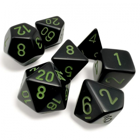 Zaruri - Chessex Opaque Polyhedral  Dice Set Black/green (7 dice)