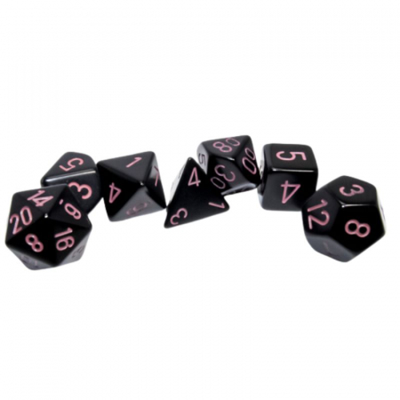 Zaruri - Chessex Opaque Polyhedral Dice Set Black/pink (7 dice)
