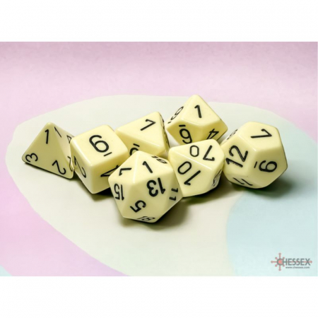 Chessex Opaque Polyhedral Dice Set Pastel Yellow/black (7 dice) [1]