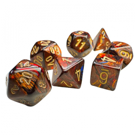 Zaruri - Chessex Scarab Mini-Polyhedral Dice Set Blue Blood/gold (7 dice)