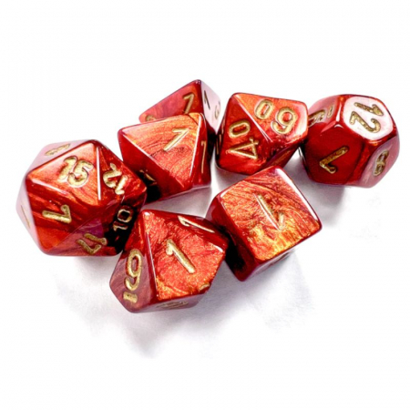Zaruri - Chessex Scarab Mini-Polyhedral Dice Set Scarlet/gold (7 dice)