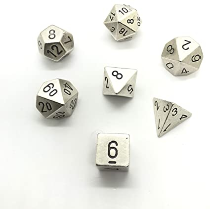 Zaruri - Chessex Solid Metal Polyhedral Dice Set Silver (7 dice)