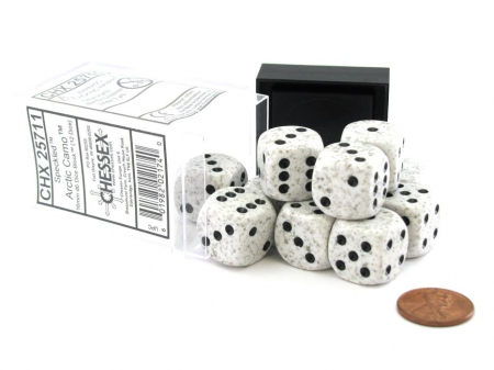 Zaruri - Chessex Speckled Dice Block with Pips 16mm Arctic Camo D6 (12 dice)