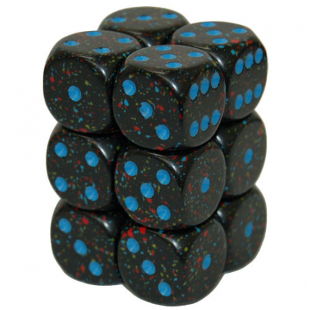 Zaruri - Chessex Speckled Dice Block with Pips 16mm Blue Stars D6 (12 dice)