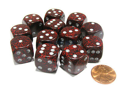 Zaruri - Chessex Speckled Dice Block with Pips 16mm Silver Volcano D6 (12 dice)