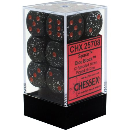 Zaruri - Chessex Speckled Dice Block with Pips 16mm Space D6 (12 dice)