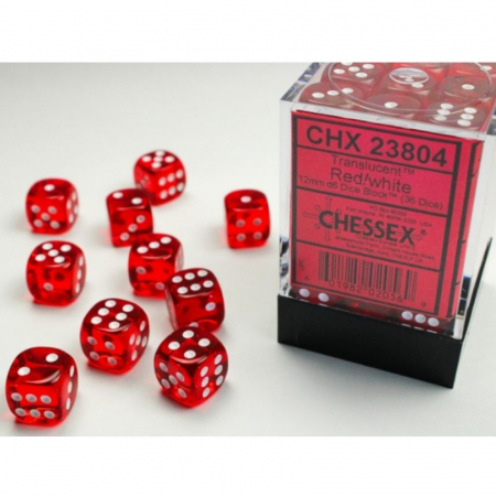 Chessex Translucent Dice Block Red/white D6 (36 dice) [1]