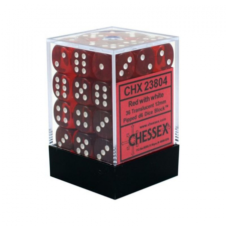 Zaruri - Chessex Translucent Dice Block Red/white D6 (36 dice)