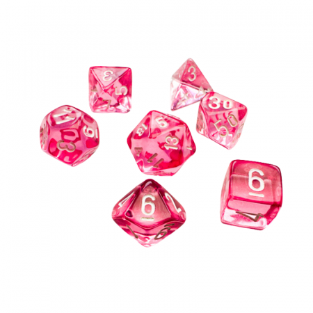 Zaruri - Chessex Translucent Mini-Polyhedral Dice Set Pink/white (7 dice)