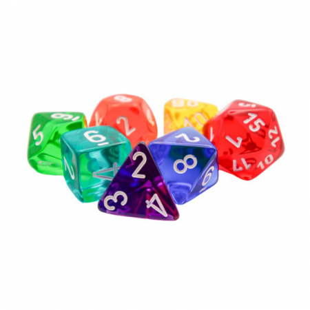Zaruri - Chessex Translucent Polyhedral Dice Set Prism (7 dice)