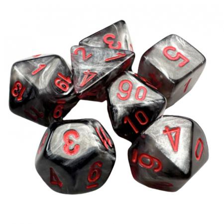 Zaruri - Chessex Velvet Mini-Polyhedral Dice Set Black/red (7 dice)
