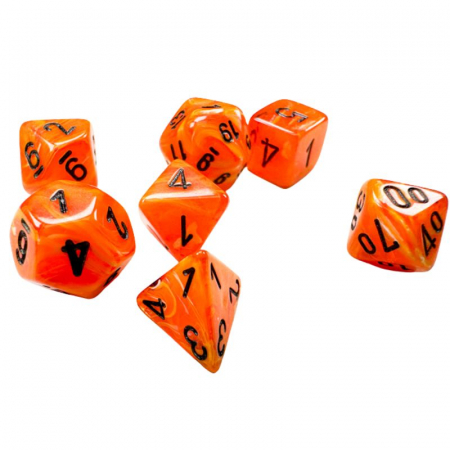 Zaruri - Chessex Vortex Mini-Polyhedral Dice Set  Orange/black (7 dice)