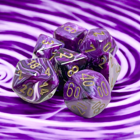 Chessex Vortex Polyhedral Dice Set Purple/gold (7 dice) [2]