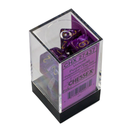 Chessex Vortex Polyhedral Dice Set Purple/gold (7 dice) [1]